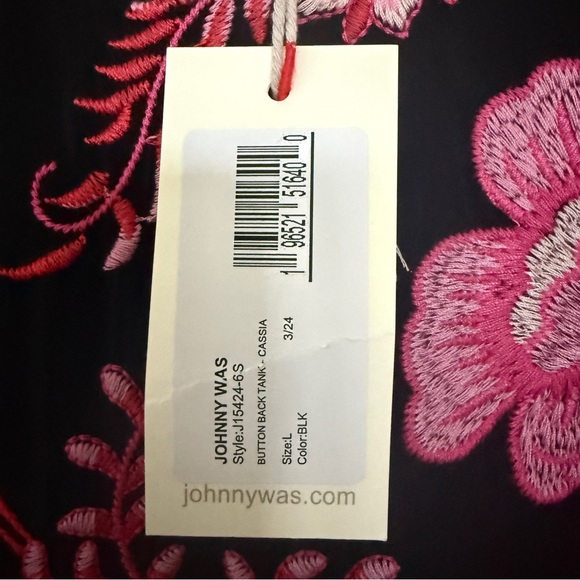 Johnny Was Button Back Embroidered Linen Tank NWT Sz: Large - Picture 8 of 9